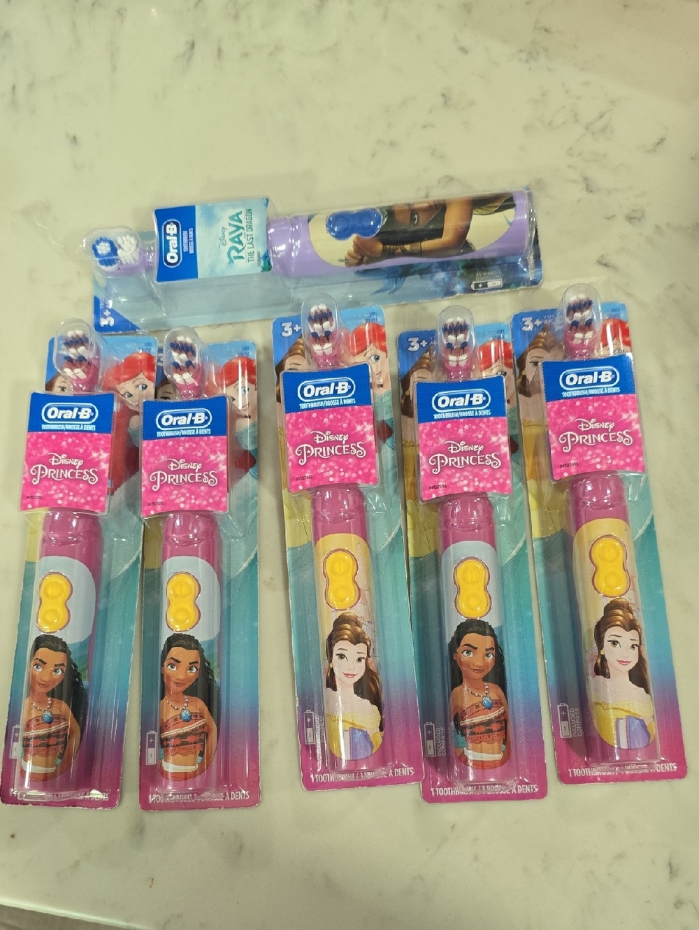 Set of 6 Oral-B Disney Princess Kids Electric Toothbrush - Pink and Yellow